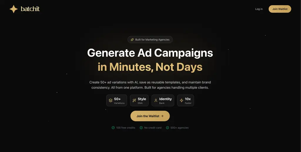 Batchit — the AI ad campaign generator that produces 100+ on-brand ad variations in about half an hour